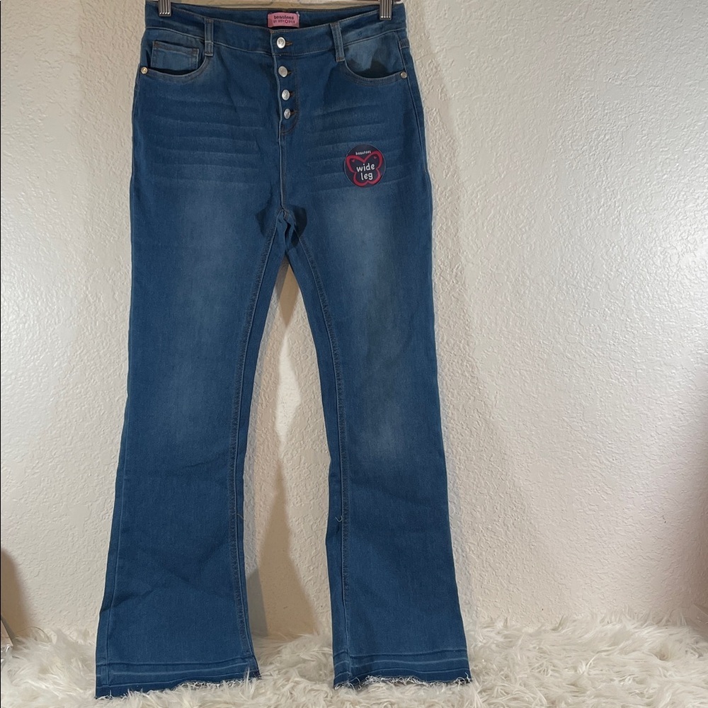 Beautees By Amy Byer Girls Stretch Jeans Flare Wide Leg Button Fly Size 16 NEW